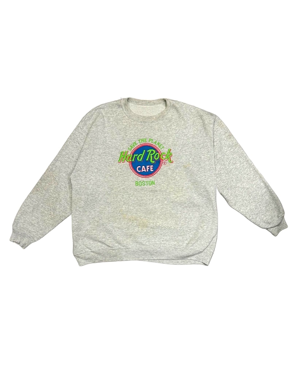Vintage Hard Rock Cafe Boston Save The Planet Crewneck Sweatshirt Boxy L 90s